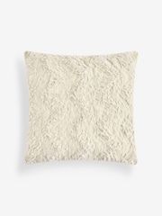 Ivory 50 x 50cm Faux Fur Cosy Swirl Cushion - Image 3 of 5