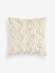 Ivory 50 x 50cm Faux Fur Cosy Swirl Cushion - Image 4 of 5
