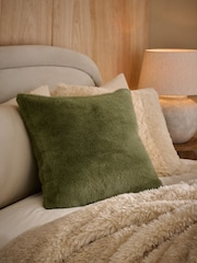Green 50 x 50cm Luxe Plush Faux Fur Cushion - Image 1 of 4