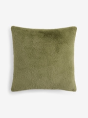 Green 50 x 50cm Luxe Plush Faux Fur Cushion - Image 3 of 4