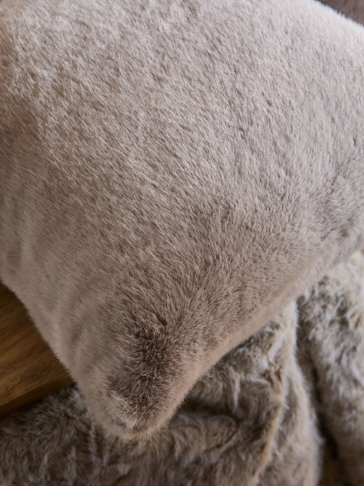 Silver 59 x 59cm Luxe Plush Faux Fur Cushion - Image 2 of 5 Silver 59 x 59cm Luxe Plush Faux Fur Cushion - Image 2 of 5