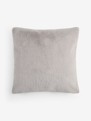 Silver 59 x 59cm Luxe Plush Faux Fur Cushion - Image 4 of 5