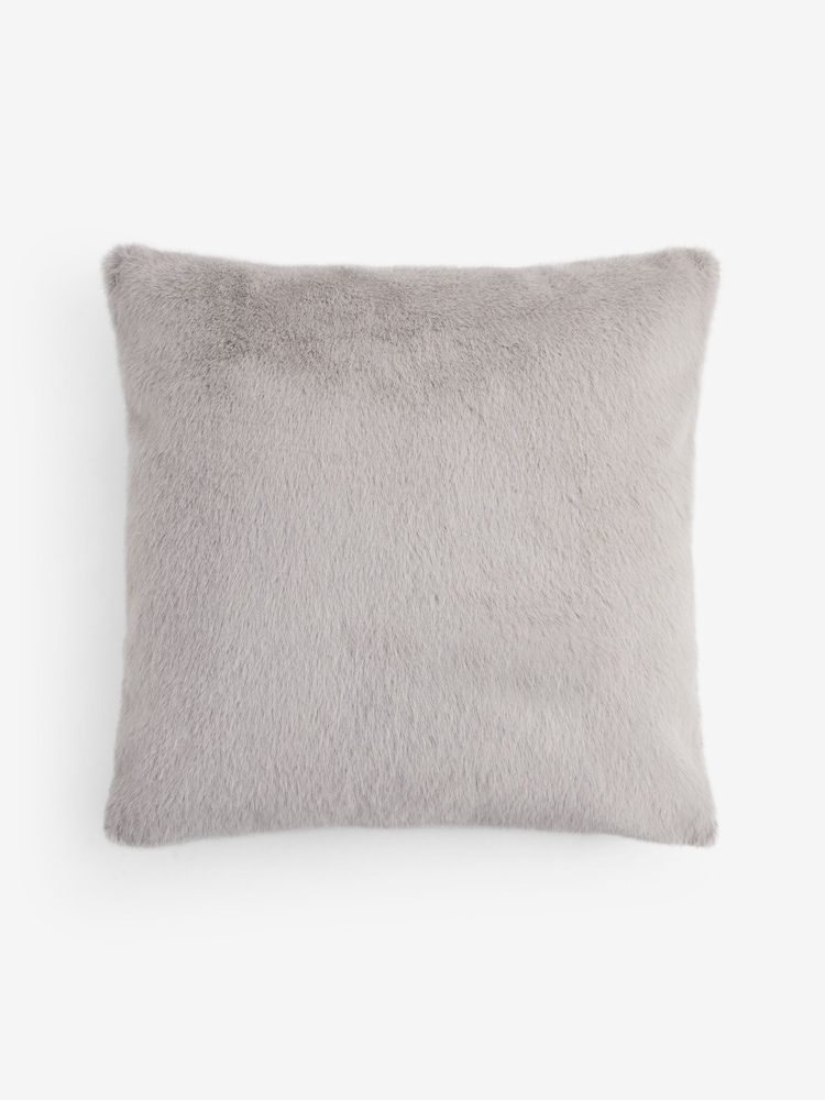Silver 59 x 59cm Luxe Plush Faux Fur Cushion - Image 5 of 5 Silver 59 x 59cm Luxe Plush Faux Fur Cushion - Image 5 of 5