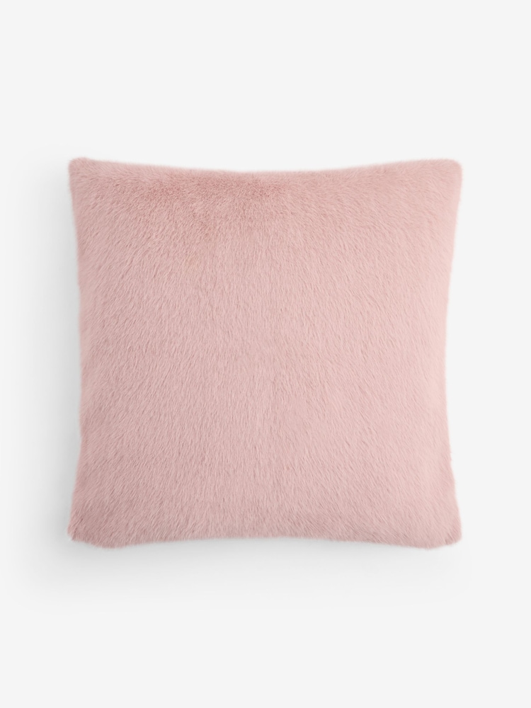 Blush Pink 59 x 59cm Luxe Plush Faux Fur Cushion - Image 1 of 2 Blush Pink 59 x 59cm Luxe Plush Faux Fur Cushion - Image 1 of 2