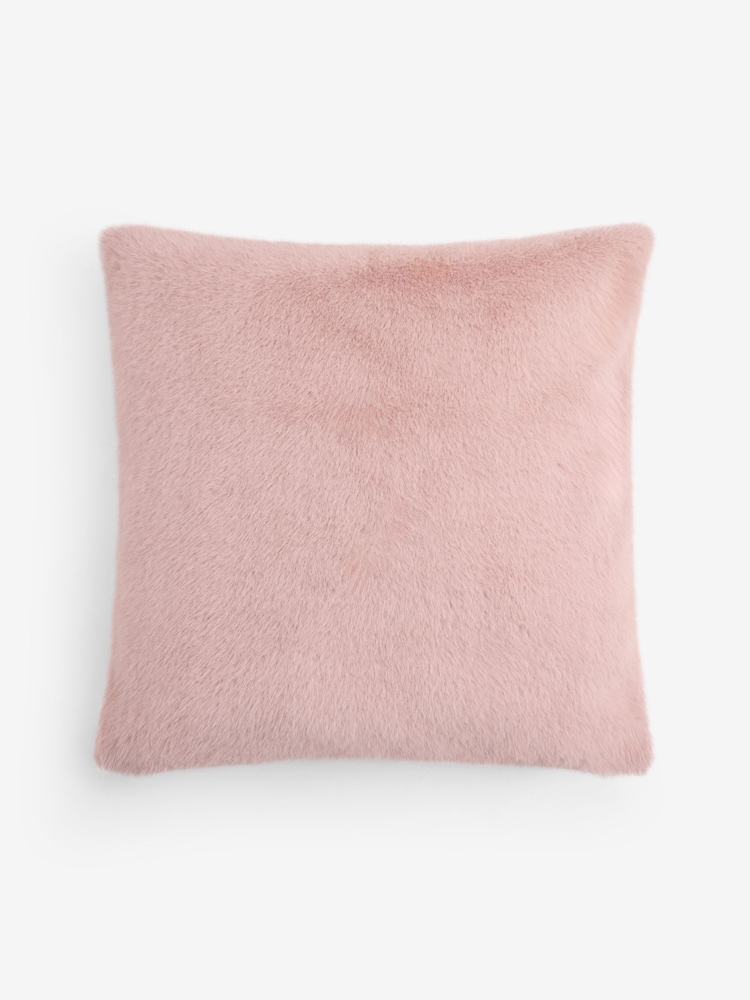 Blush Pink 59 x 59cm Luxe Plush Faux Fur Cushion - Image 2 of 2 Blush Pink 59 x 59cm Luxe Plush Faux Fur Cushion - Image 2 of 2