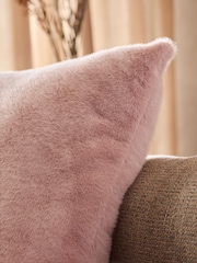 Blush Pink 59 x 59cm Luxe Plush Faux Fur Cushion - Image 3 of 5