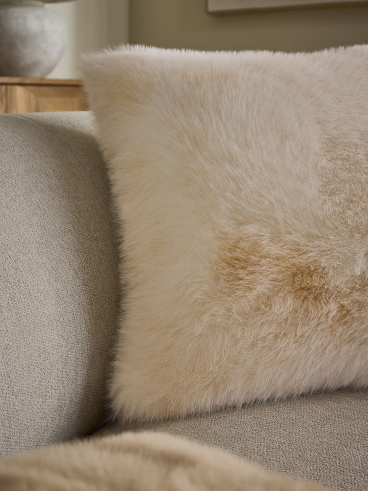 Ivory 59 x 59cm Lou Faux Fur Cushion - Image 2 of 4 Ivory 59 x 59cm Lou Faux Fur Cushion - Image 2 of 4