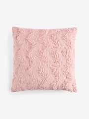 Pink 59 x 59cm Faux Fur Cosy Swirl Cushion - Image 1 of 2