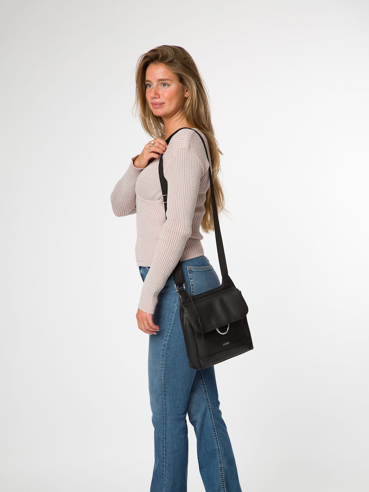 Cultured London 'Leigh' Leather Black Cross-Body Bag - Image 2 of 6 Cultured London 'Leigh' Leather Black Cross-Body Bag - Image 2 of 6