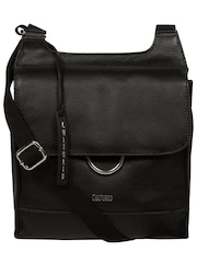 Cultured London 'Leigh' Leather Black Cross-Body Bag - Imagen 3 de 6