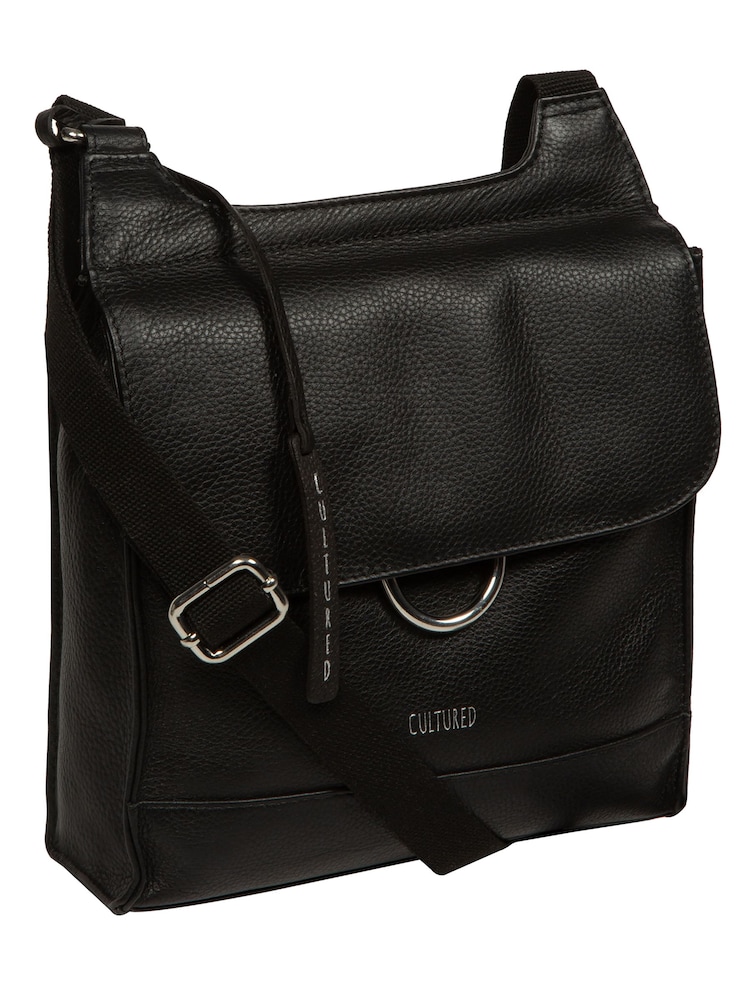 Cultured London 'Leigh' Leather Black Cross-Body Bag - Image 6 of 6 Cultured London 'Leigh' Leather Black Cross-Body Bag - Image 6 of 6