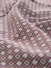 Burgundy Red Geo Print Stretch Oxford Long Sleeve Shirt - Image 6 of 7
