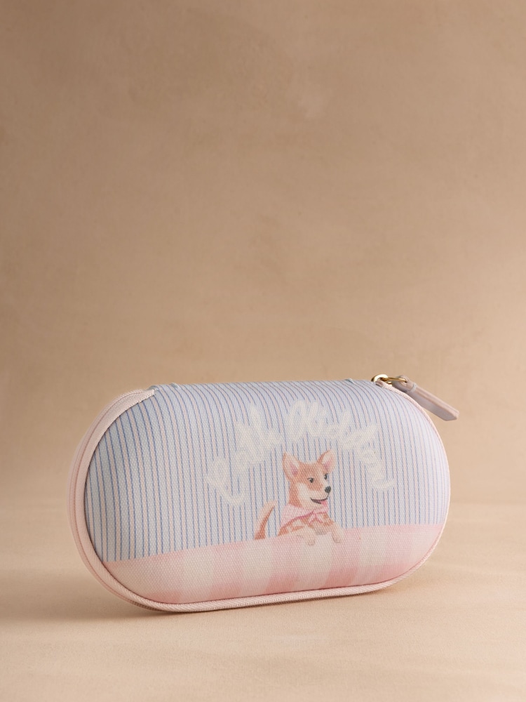 Cath Kidston Blue Stripe Corgi Print Glasses Case - Image 1 of 3