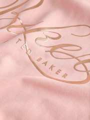 Baker by Ted Baker Pink Oversized Metallic Script Logo Hoodie - Imaginea 7 din 9