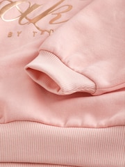 Baker by Ted Baker Pink Oversized Metallic Script Logo Hoodie - Imaginea 8 din 9