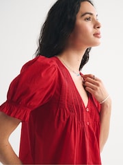 Abercrombie & Fitch Red Short Sleeve Button-Through Blouse - Image 3 of 6