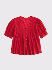 Abercrombie & Fitch Red Short Sleeve Button-Through Blouse - Image 6 of 6