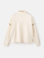 Mango White Contrast Detail Long Sleeve Jumper - Image 6 of 7