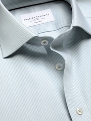 Charles Tyrwhitt Green Non-Iron Greenwich Weave Cutaway Shirt - Image 5 of 6