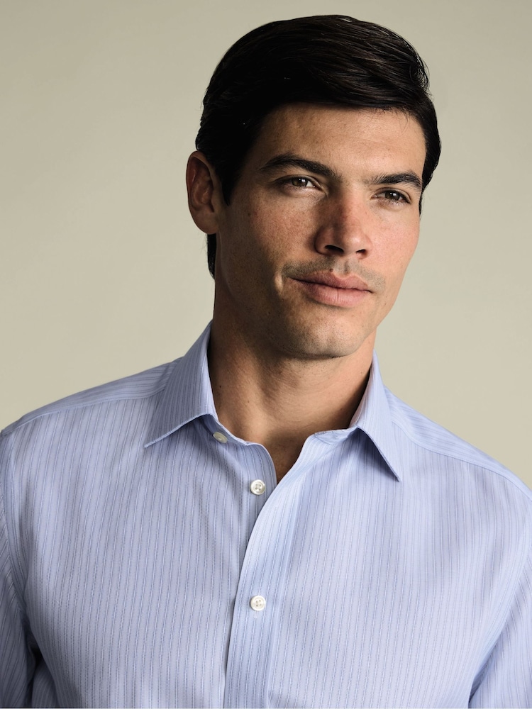 Charles Tyrwhitt Blue Non-Iron Twill Stripe Shirt - Image 2 of 6