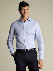 Charles Tyrwhitt Blue Non-Iron Twill Check Shirt - Image 1 of 6