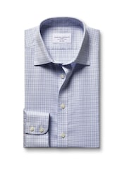Charles Tyrwhitt Blue Non-Iron Twill Check Shirt - Image 4 of 6