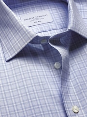 Charles Tyrwhitt Blue Non-Iron Twill Check Shirt - Image 5 of 6