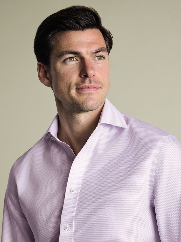 Charles Tyrwhitt Purple Non-Iron Greenwich Weave Cutaway Shirt - Image 2 of 6 Charles Tyrwhitt Purple Non-Iron Greenwich Weave Cutaway Shirt - Image 2 of 6