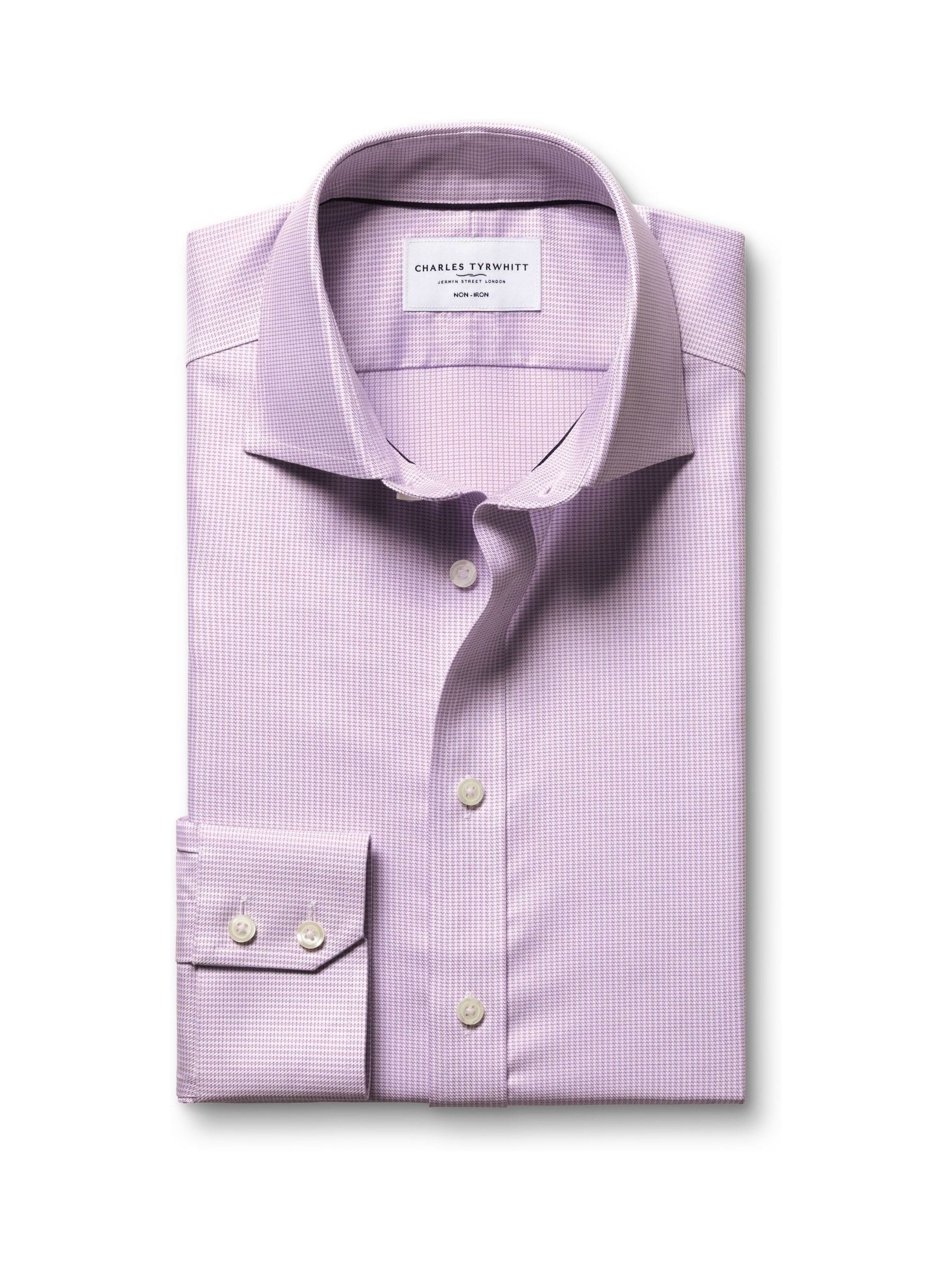 Buy Charles Tyrwhitt Purple Non-Iron Greenwich Weave Cutaway Shirt