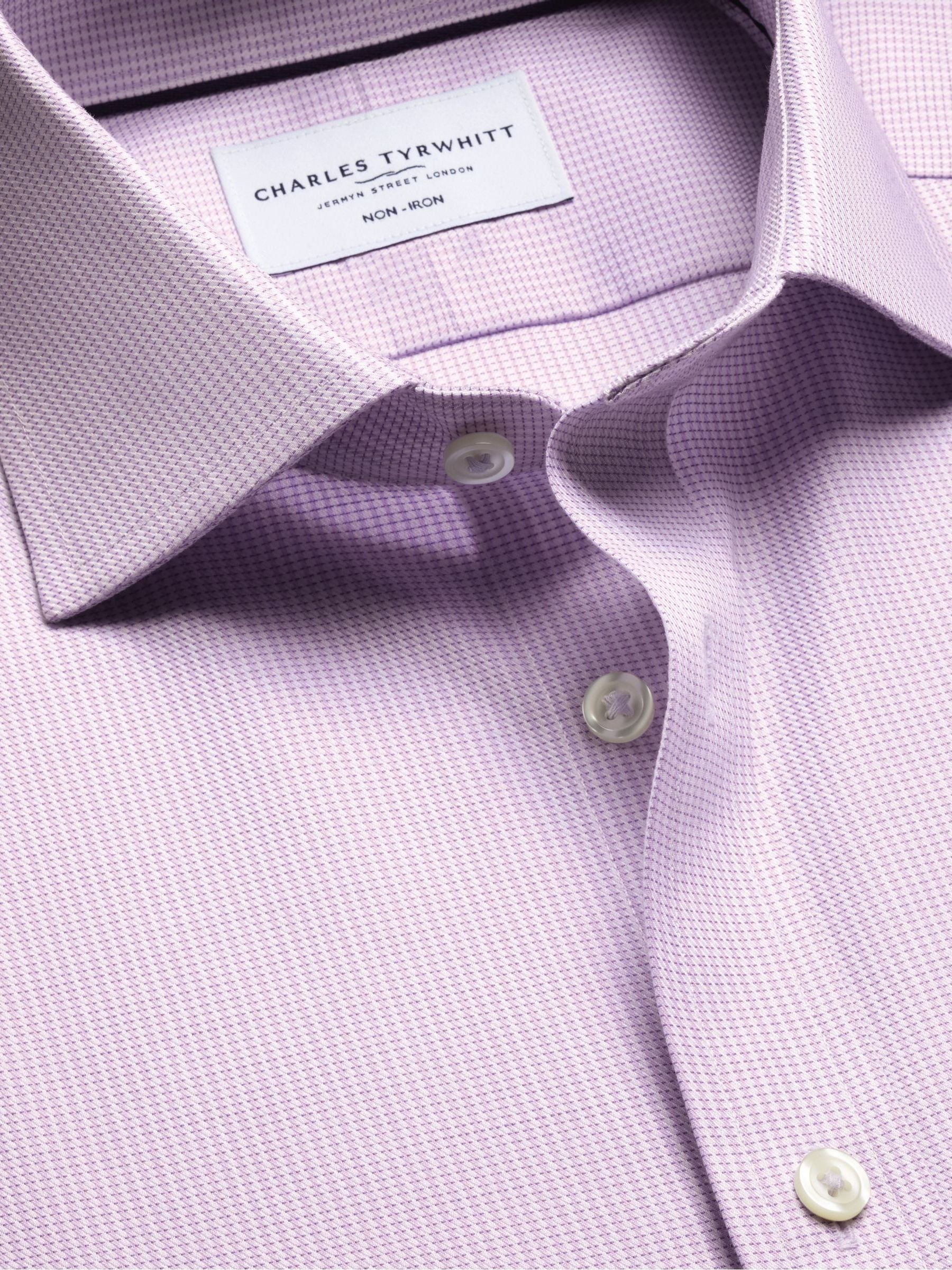 Buy Charles Tyrwhitt Purple Non-Iron Greenwich Weave Cutaway Shirt