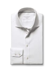 Charles Tyrwhitt White Non-Iron Greenwich Weave Cutaway Shirt - Image 4 of 6