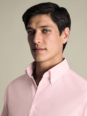 Charles Tyrwhitt Pink Non Iron Pinpoint Oxford Shirt - Image 2 of 6