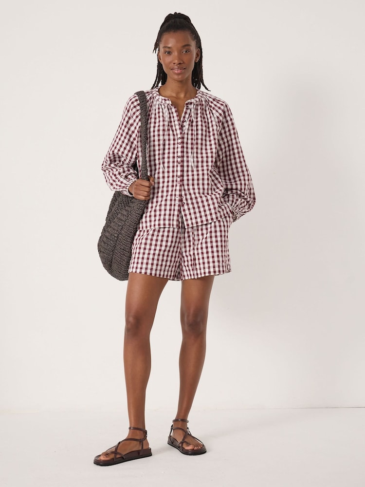 Hush Red Ernie Gathered Gingham Beach Shorts - Image 2 of 5 Hush Red Ernie Gathered Gingham Beach Shorts - Image 2 of 5