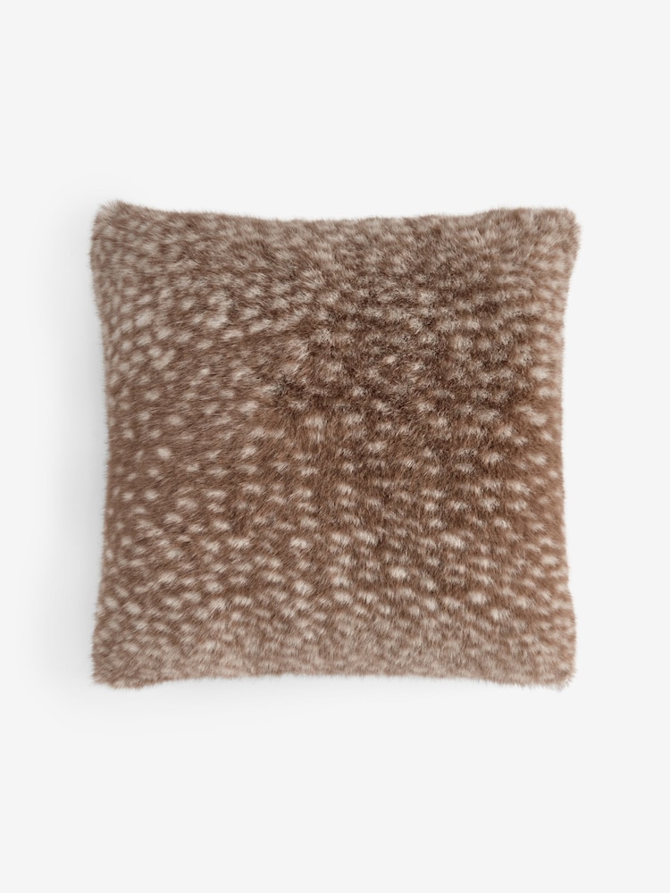 Brown Deer Faux Fur Cushion - Image 4 of 4 Brown Deer Faux Fur Cushion - Image 4 of 4
