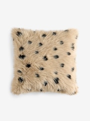 Mid Natural Faux Fur Polka Dot Cushion - Image 3 of 4