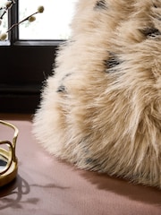 Mid Natural Faux Fur Polka Dot Cushion - Image 4 of 4