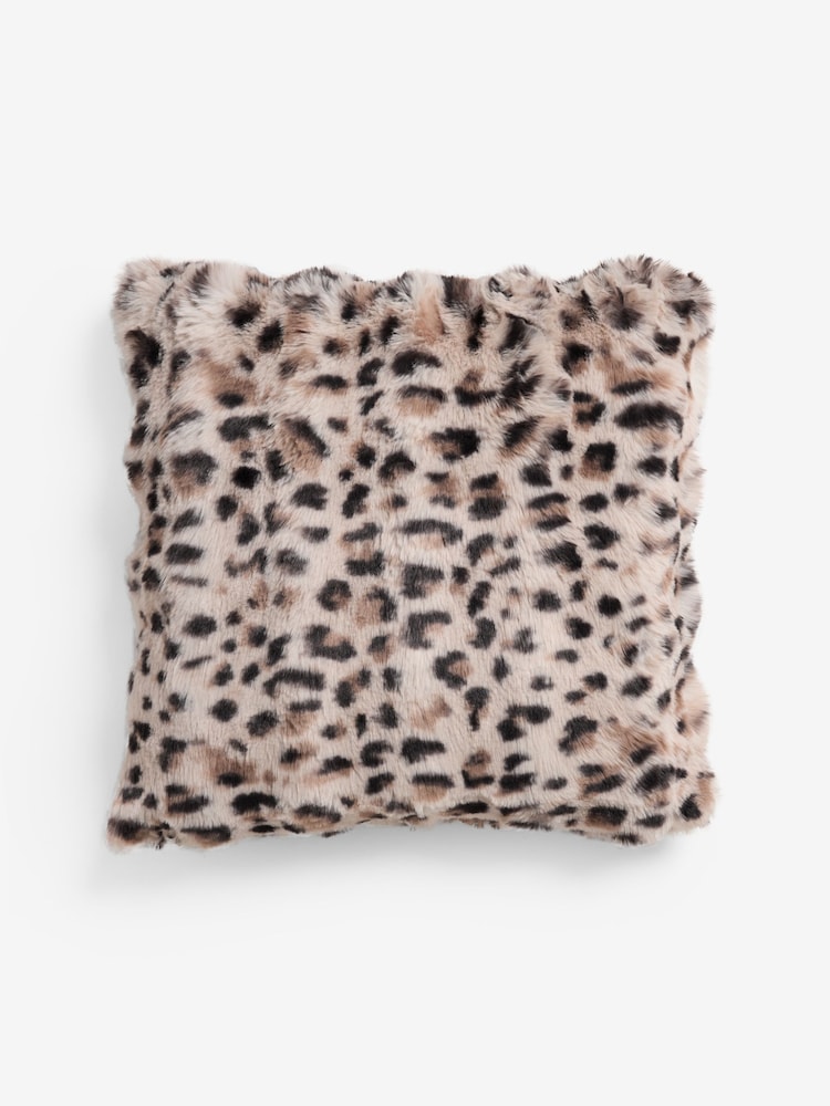 Leopard 50 x 50cm Aspen Faux Fur Cushion - Image 1 of 2 Leopard 50 x 50cm Aspen Faux Fur Cushion - Image 1 of 2