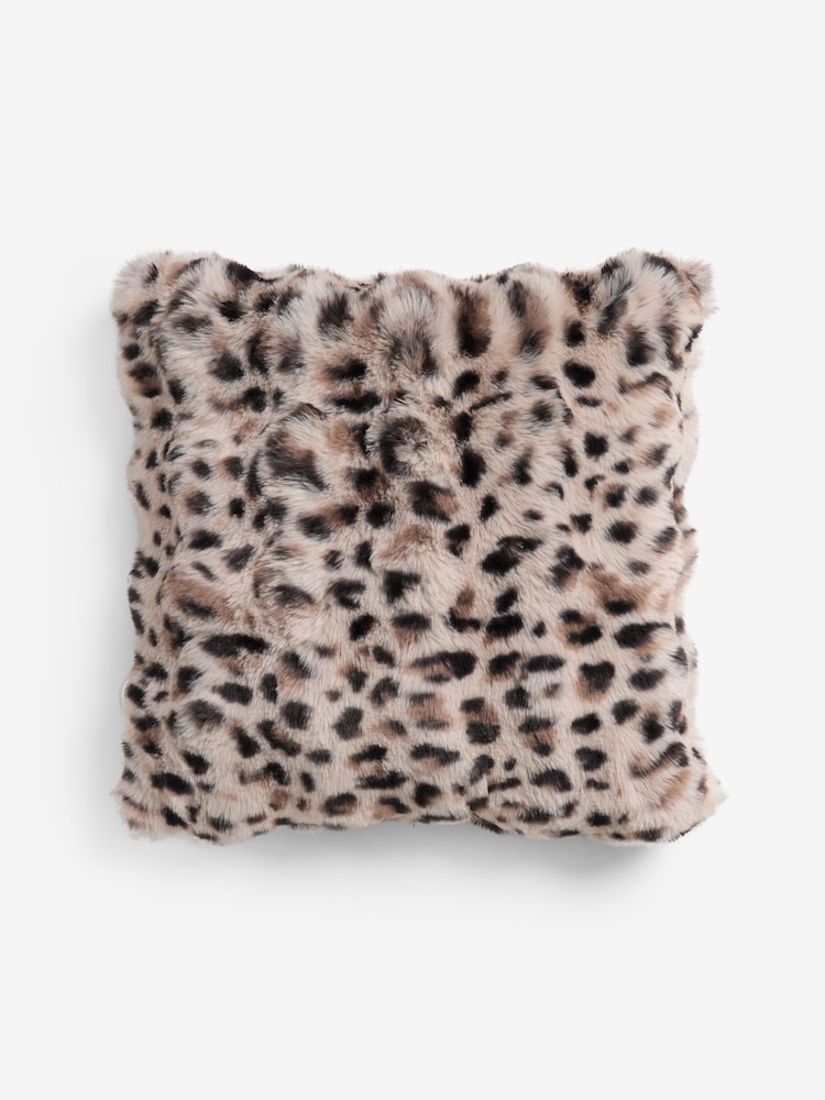 Leopard 50 x 50cm Aspen Faux Fur Cushion - Image 2 of 2 Leopard 50 x 50cm Aspen Faux Fur Cushion - Image 2 of 2