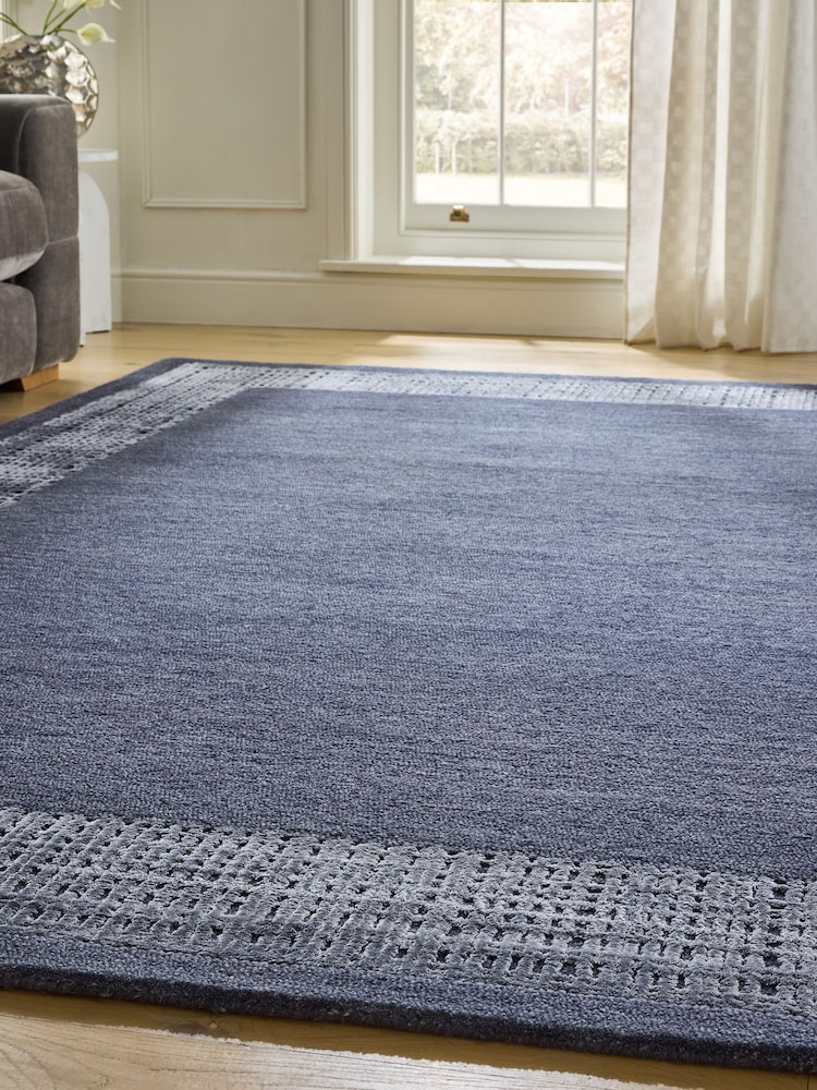 Navy Collection Luxe Cera Border Rug - Image 2 of 5 Navy Collection Luxe Cera Border Rug - Image 2 of 5