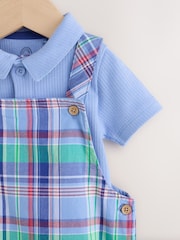 Blue/Green Check Woven Dungaree and Bodysuit Set (0mths-2yrs) - Image 11 of 15