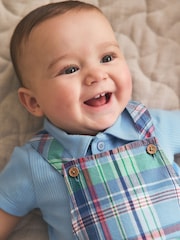 Blue/Green Check Woven Dungaree and Bodysuit Set (0mths-2yrs) - Image 2 of 5