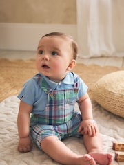Blue/Green Check Woven Dungaree and Bodysuit Set (0mths-2yrs) - Image 3 of 5