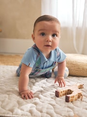 Blue/Green Check Woven Dungaree and Bodysuit Set (0mths-2yrs) - Image 4 of 5