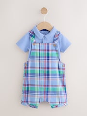 Blue/Green Check Woven Dungaree and Bodysuit Set (0mths-2yrs) - Image 6 of 15