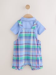 Blue/Green Check Woven Dungaree and Bodysuit Set (0mths-2yrs) - Image 7 of 15