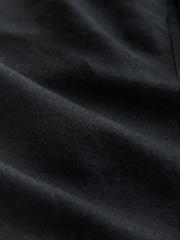 Black Barrel Leg Linen Cotton Blend Trousers - Image 2 of 3