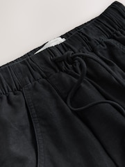 Black Barrel Leg Linen Cotton Blend Trousers - Image 3 of 3