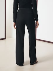 Black Ponte Wide Leg Trousers With Button Detailing - Image 4 of 8
