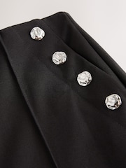 Black Ponte Wide Leg Trousers With Button Detailing - Image 7 of 8