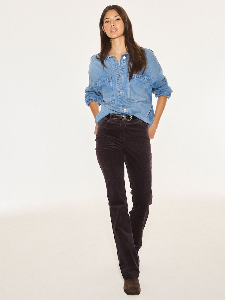 Chocolate Brown Cord Bootcut Trousers With Modal - Image 2 of 9